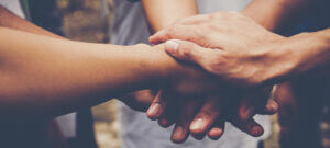 Business Teamwork Join Hands Together. Business Teamwork Concept